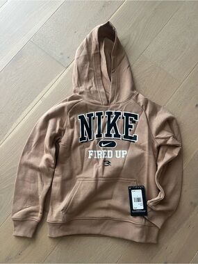 Nike tan/brown pullover hoodie with logo tag